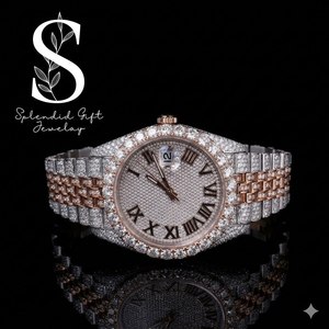 Montre entièrement sertie de diamants avec bracelet en acier inoxydable et design hip-hop de luxe, montre pour homme en moissanite de qualité supérieure - Product Image 1