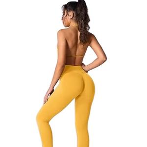 Nouveauté 2026, ensemble 2 pièces pour femmes de qualité supérieure, respirant, uni, logo personnalisé, soutien-gorge de sport et leggings - Product Image 2