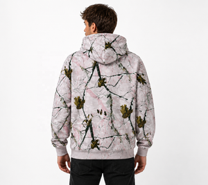 Sudadera con Capucha para Hombre, Color Rosa Sólido, Mezcla de Algodón Grueso, con Logotipo Frontal, Corte Regular, para Otoño - Product Image 5