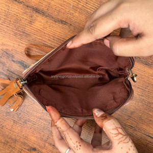 Pochette à pampilles en cuir de vachette de qualité extrême à la main Western en cuir véritable Boho Wristlet Wallet Hair On Hide Zipper Clutch For Women - Product Image 4