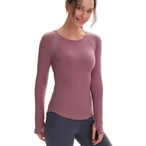 Women's Seamless Long Sleeve Sports <b>Top</b> Breathable Stretch Athletic Tee Slim Fit Gym Workout Shirt - Product Image 4