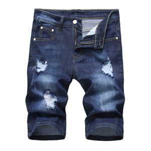 Pantalones Cortos de Mezclilla para Hombre, Estilo Urbano, Cargo, Elásticos, Desgastados, Vintage, Hasta la Rodilla, para Verano - Product Image 2