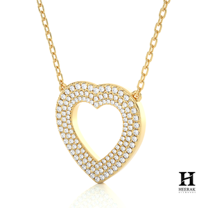 Collier pendentif cœur en or 18 carats serti de diamants, forme de cœur entièrement sertie de diamants, bijoux fins - Product Image 2