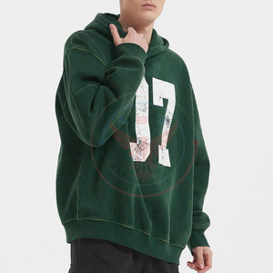 Sweat-shirts à capuche délavés personnalisés en gros, avec logo sur mesure, en molleton de coton mélangé, pour l'hiver, décontractés, de qualité supérieure, à prix abordable pour hommes - Product Image 3