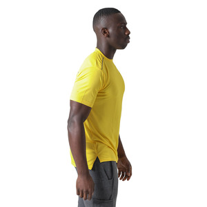 T-shirt de sport pour homme, coupe ajustée, uni, avec logo sur le devant - Tissu tricoté écologique en spandex/polyester, respirant et à séchage rapide - Product Image 2