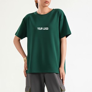 High Quality Women's T-shirt 100% Cotton Polyester 220gsm Custom Logo baggy Fit Short Shoulder ladies t-shirt OEM ODM Services - Product Image 1