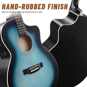 Guitarra Acústica KMA102 de 41 Pulgadas de Madera de Tilo con Amplificador de 15W, Afinador, Funda y Otros Accesorios en Azul Frotado, Incluye Borde Mate - Product Image 6