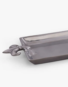 Plateau de service rond en métal argenté poli de haute qualité avec poignées, design orné, compatible lave-vaisselle et micro-ondes, pour restaurant et usage domestique - Product Image 2