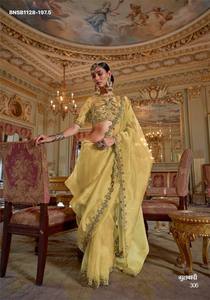 Premium Quality Latest Designer Soft Tissue with Multi-Thread & Embroidered <b>Saree</b>-<b>Blouse</b> Collection Wholesale Supply - Product Image 4