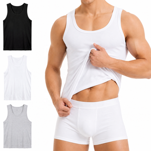 Custom <b>Men's</b> <b>White</b> Cotton Tank Top Sleeveless <b>Vest</b> Gym Fitness Undershirt Soft Breathable Casual OEM Wholesale - Product Image 1