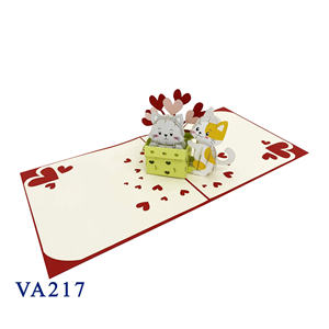 Tarjeta Pop-up 3D Hecha a Mano, Diseño Personalizado de Gatitos Adorables, Regalo para San Valentín o Día de Acción de Gracias, Impresión Offset en Papel - Product Image 3