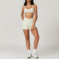Ensembles de sport et fitness 2 pièces pour femme, haut de yoga et leggings à taille haute unie, séchage rapide, pour la course et la gym, taille élastique, service OEM