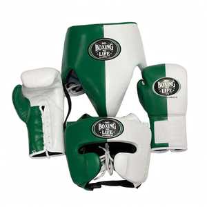สินค้ามาใหม่ สีแดง คุณภาพสูง ชุดฝึกซ้อม No Boxing No Life พร้อมอุปกรณ์ป้องกันศีรษะและอุปกรณ์ป้องกันขาหนีบ หนังแท้ สำหรับฝึกมวยไทย - Product Image 5