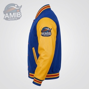 Veste universitaire pour homme AMIB SPORTS, personnalisable avec logo, imprimée par transfert thermique, coupe-vent, antibactérienne, en satin/soie, pour l'hiver, vente en gros - Product Image 2