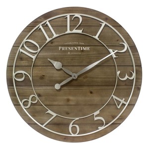 <b>Vintage</b> Pine Wood <b>Wall</b> <b>Clock</b> Iron Accents Wholesale Moradabad India - Product Image 1