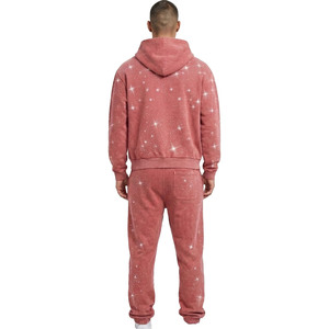 Custom Logo Heavyweight Rhinestone Hoodies Sets Y2K vintage washed Fleece Full Zip Hoodie and Jogger Sets High Quality Supplier - Product Image 3