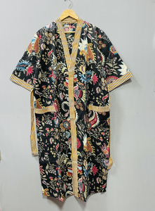 Robe Kimono de Luxe en Coton, Peignoir de Mariage pour Demoiselle d'Honneur, Imprimé Bloc, Hiver/Été, Vêtement de Nuit, Peignoir de Bain, Tenue de Plage, Cadeaux pour Femmes et Hommes - Product Image 2