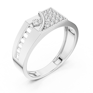 Bague pour homme moderne en diamant de laboratoire taille ronde, or blanc 18 carats plaqué rhodium, luxe, pour mariage, fiançailles, soirée, usage quotidien - Product Image 4