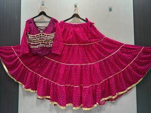 Conjunto de Lehenga Choli con lunares azules para mujer, ropa de boda, estilo tradicional indio pakistaní, largo hasta el suelo, poliéster elástico - Product Image 4