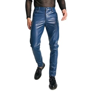 Pantalones de Hombre de Alta Calidad, de Cuero Vacuno Marrón, Estilo Vintage, Cintura Media, Rectos, Estilo Urbano, Impermeables y Transpirables - Product Image 1