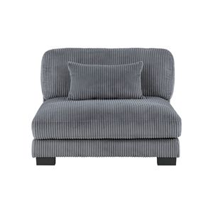 Moderna Sedia Senza Braccioli in Tessuto Corduroy Grigio con Cuscino Abbinato e Telaio in Compensato per Arredamento Modulare del Soggiorno - Product Image 2