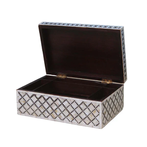 Boîte de rangement élégante pour bijoux en os incrusté, coffre à souvenirs en bois fait main pour collection de cadeaux féminins - Product Image 3