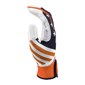 Gants de frappeurs bleu marine, orange et blancs, à motif étoilé, avec fermeture tricotée rayée au poignet, pour l'entraînement au baseball et au softball - Product Image 6