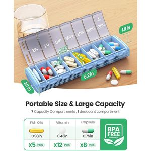 Organizzatore Settimanale di Pillole da Viaggio Ideer, Portatile, 7 Giorni, con Design a Cassetto, Piccola Scatola Contenitore per Medicinali - Product Image 2