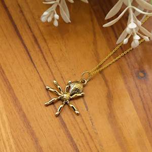 Collar con Colgante de Araña 3D de Latón Chapado en Oro, Joyería Vintage Gótica con Dijes de Insectos, Accesorios de Halloween al por Mayor - Product Image 4