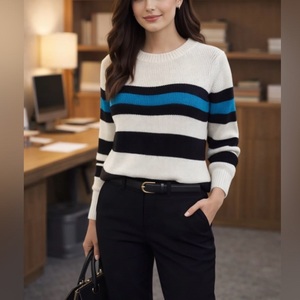 เสื้อสเวตเตอร์คอโอ แขนยาว ผ้าถักอะคริลิก สีพื้น สไตล์ลำลอง ระบายอากาศได้ดี สำหรับผู้หญิง ฤดูใบไม้ผลิ รุ่นใหม่ จาก BD - Product Image 4