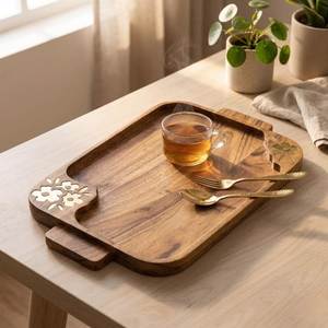 Modern Home Decor Wooden Serving Decorative <b>Storage</b> <b>Trays</b> with Handles BY WONDER OVERSEAS - Product Image 2
