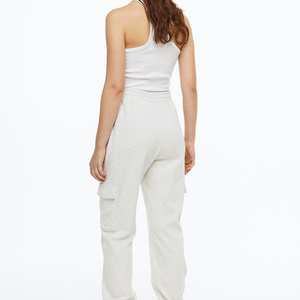 Pantalon de survêtement ample taille haute en molleton uni avec logo personnalisé pour femme - Product Image 5
