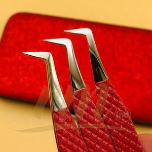 Pinzas de extensión de punta de plata para mujer, juego de pinzas de color rojo, de lujo, profesional, personalizado, Etiqueta Privada - Product Image 5