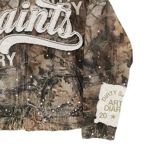 แจ็คเก็ตเดนิมหนานุ่มระบายอากาศได้ดีสำหรับฤดูหนาว ปี 2026 ผลิตตามสั่ง ปักโลโก้แบบดิสเทรส พร้อมกางเกงคาร์โก้ สำหรับทุกเพศ - Product Image 5