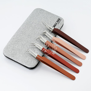 Wholesale Fiber Tip Eyelash Tweezers Curved Classic Tweezer 90 Degree Boot Volume Nano Grip Tweezers Lash Extensions - Product Image 1