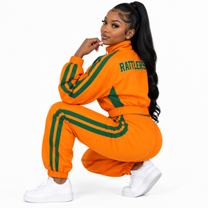 เสื้อแจ็คเก็ตกันลมแบบครอปปักลายสำหรับผู้หญิง แบรนด์ HBCU Florida A&M University ขายส่ง | - Product Image 2