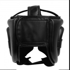 Protège-tête de boxe en cuir PU noir avec fermeture à boucle, équipement de protection pour adultes, usage sportif unisexe - Product Image 2