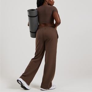 Pantalones Deportivos de Pierna Recta Cómodos para Mujer con Logotipo Personalizado al por Mayor, Pantalones Deportivos de Felpa Suave para Mujer, Pantalones y Pantalones de Chándal para Mujer - Product Image 3