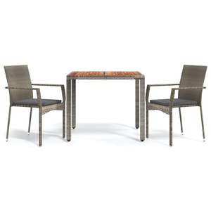 Conjunto de Comedor Modular Mediano para Jardín, en Ratán Sintético Gris - Product Image 2