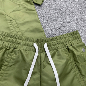 Conjunto de Camiseta y Pantalones Cortos de Algodón Verde Oliva Unisex, Ropa Casual de Verano, Transpirable, Ligera, de Color Sólido y Corte Regular - Product Image 3
