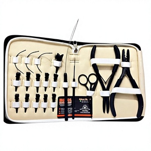 Kit For Human Hair Extension Black Easy Grip Hair Extension Tools Kit With <b>Pliers</b> Clips Loop & Scissor Hair Extension Supplies - Product Image 2