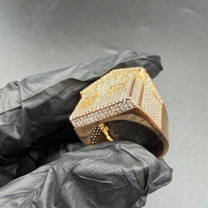 Iced Out House Moissanite <b>Ring</b> for <b>Men</b>, 925 Sterling Silver 14K Rose Gold Plated Hip Hop Bling Fashion Jewelry <b>Ring</b> - Product Image 3