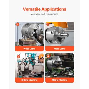 Mandrin de tour auto-centrant de 3 pouces avec vis de fixation à clé en T, plage de serrage 0,08-2,48 (2-63 mm), compatible réversible - Product Image 6