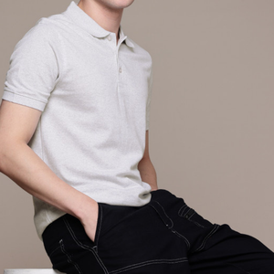 เสื้อโปโลแขนสั้นสีดำสำหรับผู้ชาย ผ้าฝ้ายถัก 100% ระบายอากาศได้ดี สวมใส่สบาย สีพื้น ทรงปกติ - Product Image 3