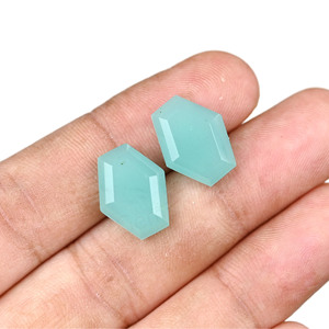 Aqua Chalcedony Hexagon Shape Step Cut High Polish 10x16mm Top Quality Loose Cabochon Gemstone Jewelry Making Pendant Necklace - Product Image 5