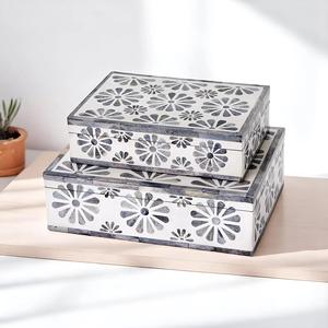 Boîte à bijoux artisanale en os incrusté, motif floral marocain, écologique, pour rangement décoratif, décoration de table, nouvel an - Product Image 3