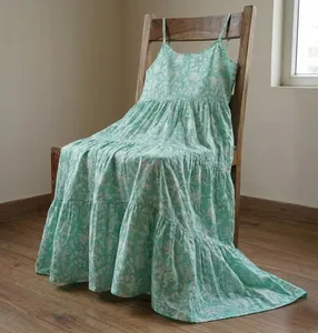Floral Print Spaghetti Strap Midi <b>Dress</b> With Tiered Hem <b>Loose</b> A-Line Boho Style Summer Casual <b>Dress</b> For Women - Product Image 3