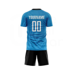 Custom Soccer Jersey Set Blue Sublimated Print Men's Short Sleeve Moisture Wicking Team Kit with Name and Number - Product Image 1
