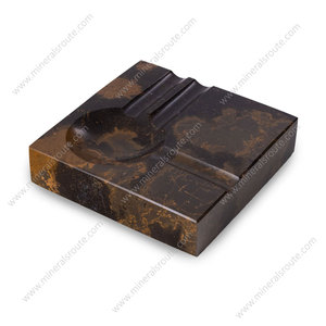 Cenicero de Cigarros de Mármol Bronce Chocolate, Cenicero Decorativo Hecho a Mano con Diseño de Soporte para Cigarrillos, 2 Lados - Product Image 3