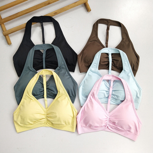 Sports Fitness <b>Bra</b> Women Front Adjustable Straps Yoga Wear Breathable Wireless Support High <b>Stretch</b> Activewear Top - Product Image 1